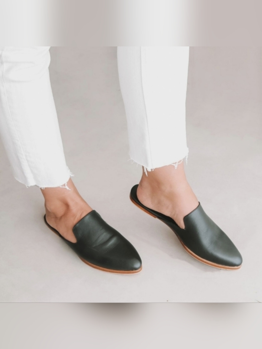 LIBERTÉ The Modern Mule on Black Leather, Size 8 (Fits Like a 7)